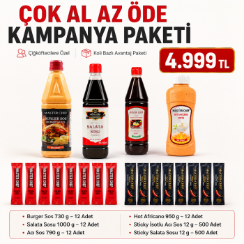 Çok Al Az Öde Çiğköfteci Sos Paketi – 48 Şişe + 1000 Stick Sos